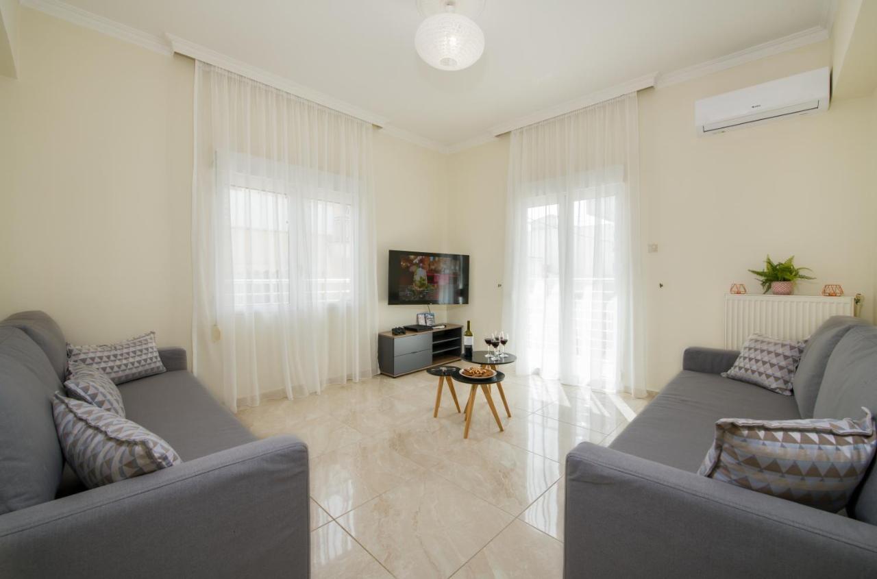 Center Manolia Dream 3 Bedroom Apartment 100M Away From The Beach 干尼亞 外观 照片
