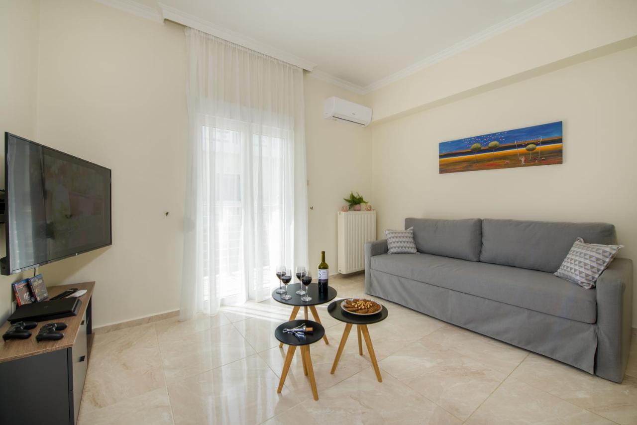 Center Manolia Dream 3 Bedroom Apartment 100M Away From The Beach 干尼亞 外观 照片